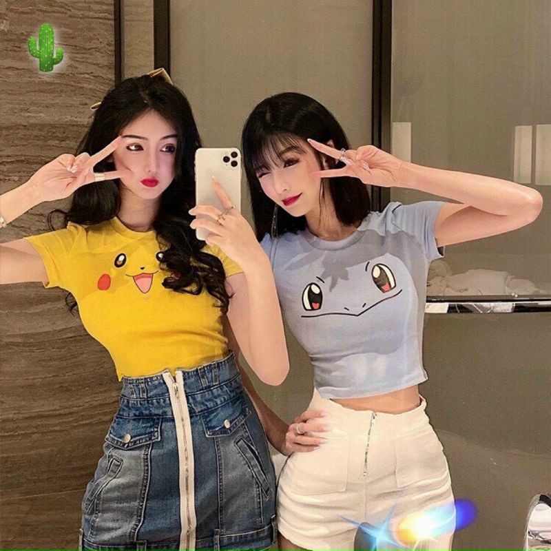 [Mã 11FASHIONSALE1 giảm 10k đơn 50k] 🎀🎀 Áo croptop hình pikachu siêu cưng thun borip mềm mịn💖💖 | BigBuy360 - bigbuy360.vn