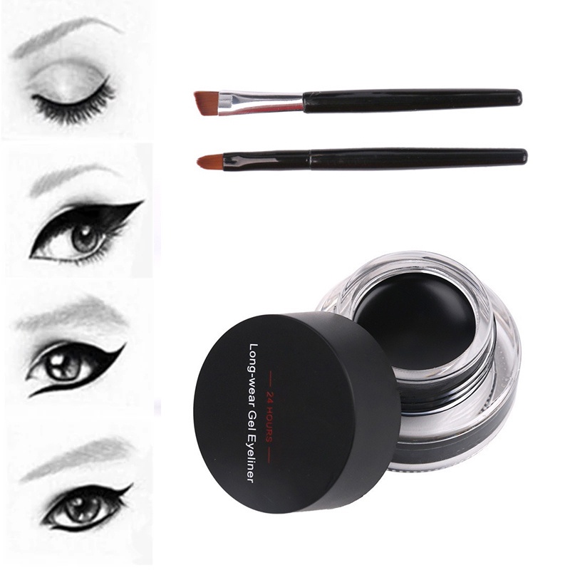 Set Gel Kẻ Mắt 2 Trong 1 Nhanh Khô Mịn Màng Chống Thấm Nước Lâu Trôi Kèm Cọ Music Flower