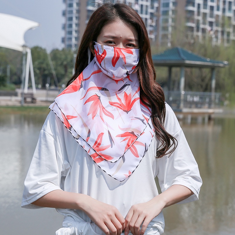 Khẩu Trang Lớn Che Mặt Chống Tia Cực Tím Bằng Vải Voan In Hoa Có Thể Giặt Và Tái Sử Dụng