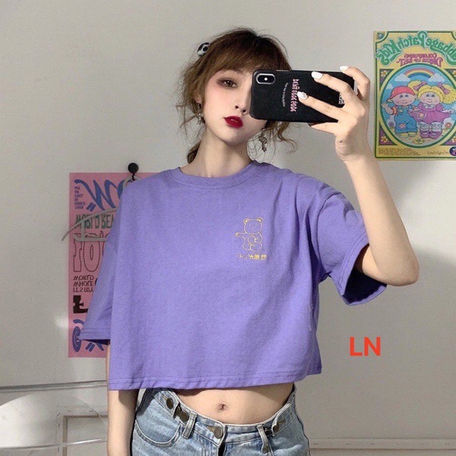 Áo croptop lô gô gấu LN12
