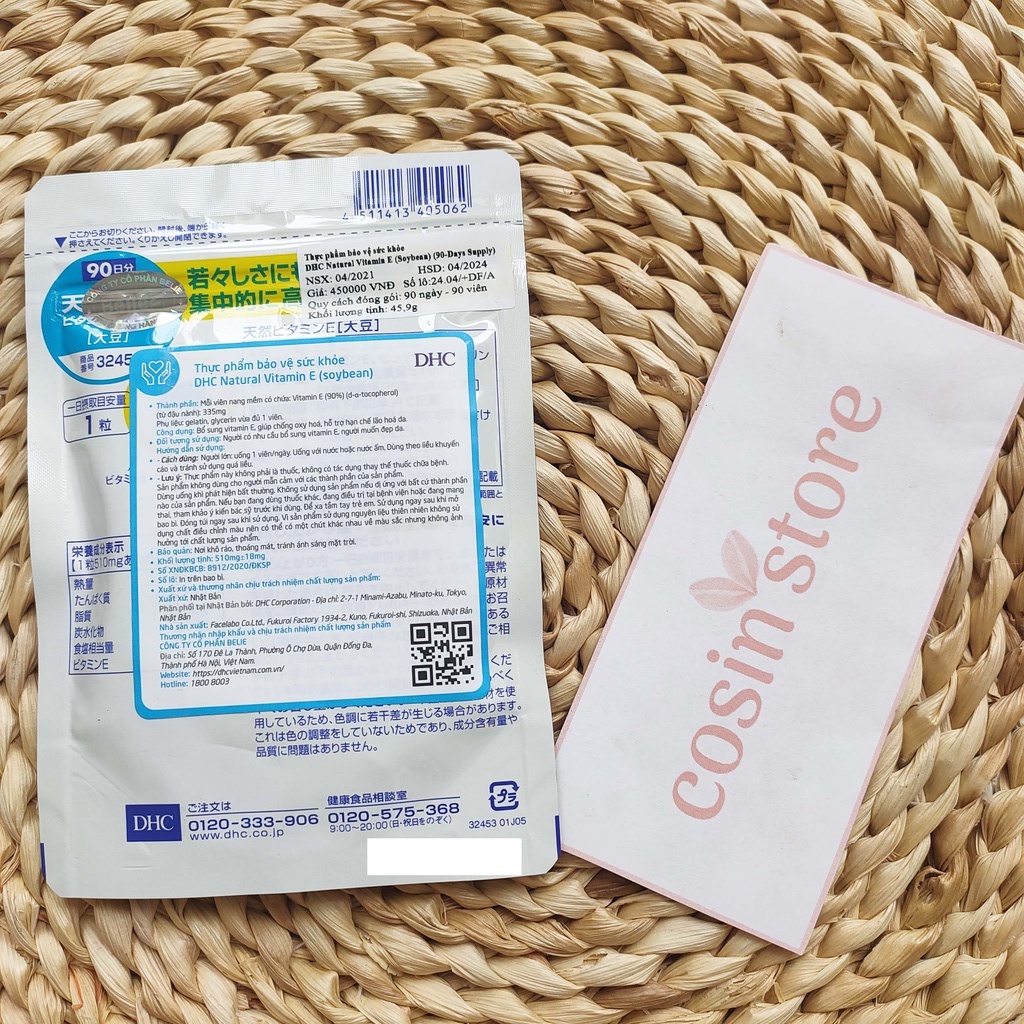 Viên uống Bổ Sung Vitamin E DHC Nhật Bản 90 Viên 90 Ngày Dùng Cosin Store
