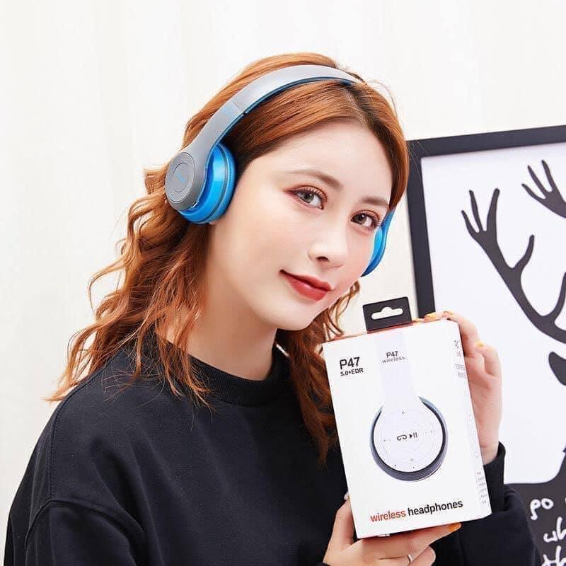 Tai Nghe Không Dây Kết Nối Bluetooth P47 Có Khe Cắm Thẻ Nhớ, nghe cực hay , cực bốc , cực êm