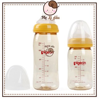 Shop mẹ xì dầu Bình sữa Pigeon 160ml / 240ml cổ rộng PPSU Plus chính hãng [có tem phân phối]
