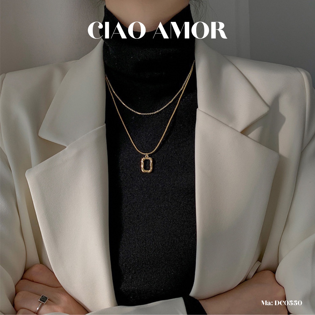 Dây chuyền nữ, Vòng cổ 2 lớp basic mặc vest đơn giản Trang sức Ciao Amor - DC0550