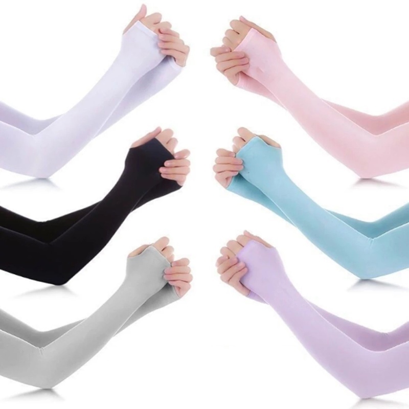 Găng Cánh Tay Polyester Màu Trơn Chống Nắng Tiện Dụng Cho Nữ