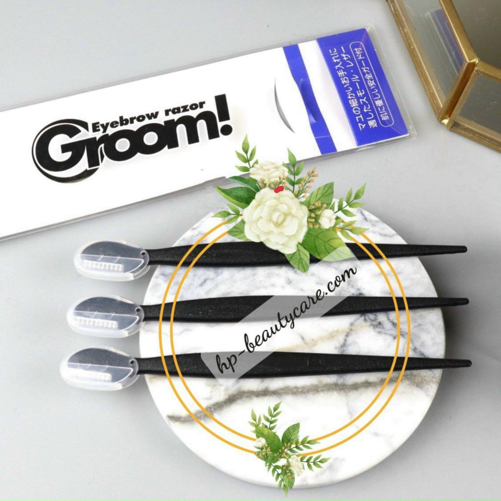 Dao Cạo Lông Mày Cán Dài Màu Đen Kai Groom Eyebrow Razor 000HC1161 Dành Cho Nữ (Set 3 Cây)