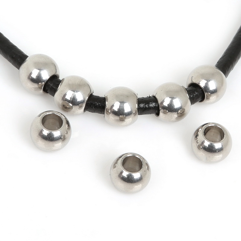 Hạt tròn bằng thép không gỉ dùng làm trang sức/ vòng tay thủ công 1/1.5/2.5/3/4.5/6.5mm