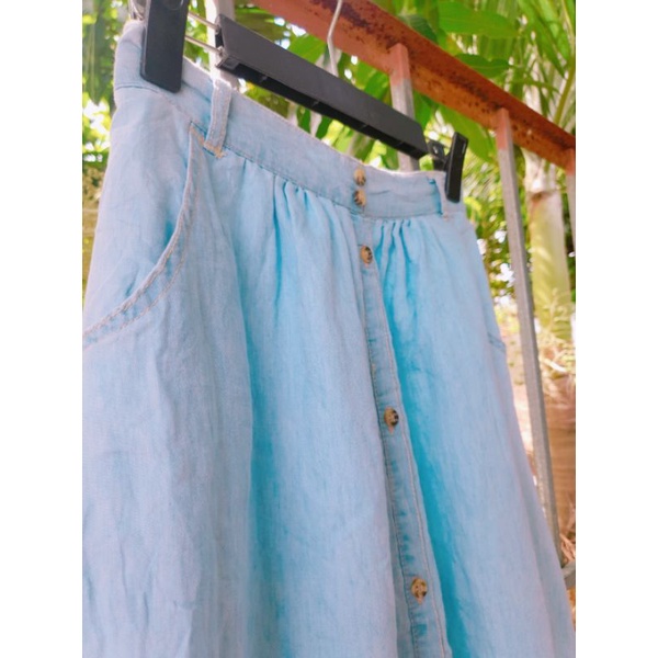 CHÂN VÁY XÔ NHẬT JEAN GIẤY NÚT