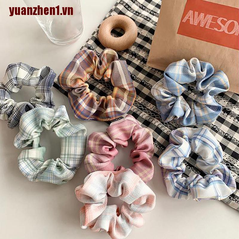 Dây Cột Tóc Co Giãn Họa Tiết Kẻ Sọc Phong Cách Hàn Quốc YUANZHEN1