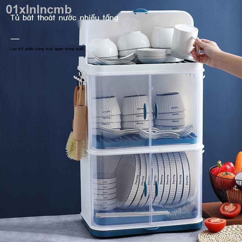 Nhà bếp sáng tạo tủ nhựa giá đựng bát đĩa hộp bộ đồ ăn có nắp đậy cho