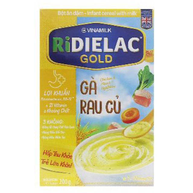 Bột ăn dặm ridielac vinamilk (hộp giấy 200g) (Đủ vị)(Mua 6 hộp tặng 2 móc dán tường)date 2023