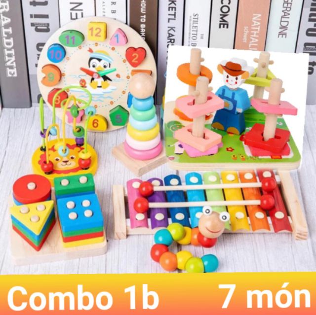 Combo 7 bộ đồ chơi gỗ thông minh 7 món đồ