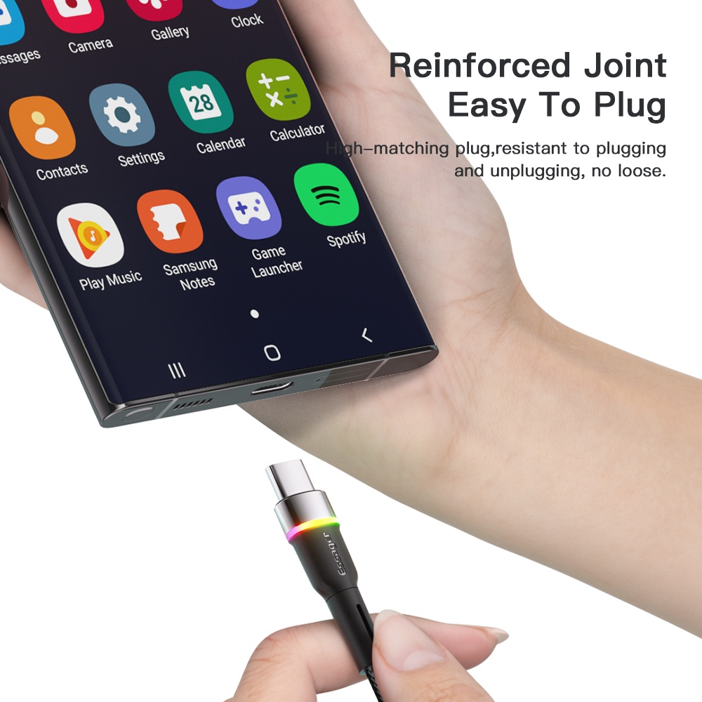 Dây cáp sạc nhanh Essager USB Type C 3A chất lượng cao cho điện thoại Xiaomi Redmi Mate Samsung