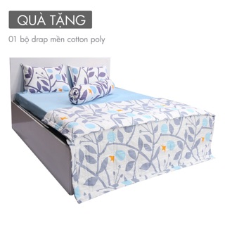 Ga poly cotton lá tím xanh cam nền trắng ga chun trơn giường màu y hình chất liệu đẹp hàng bán chạy [122 KG]