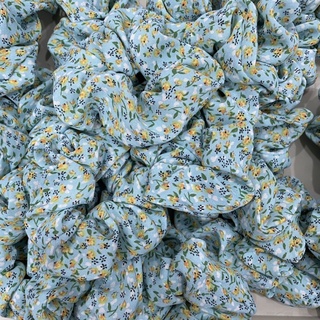 Dây cột tóc scrunchies vải chiffon hoa màu mint