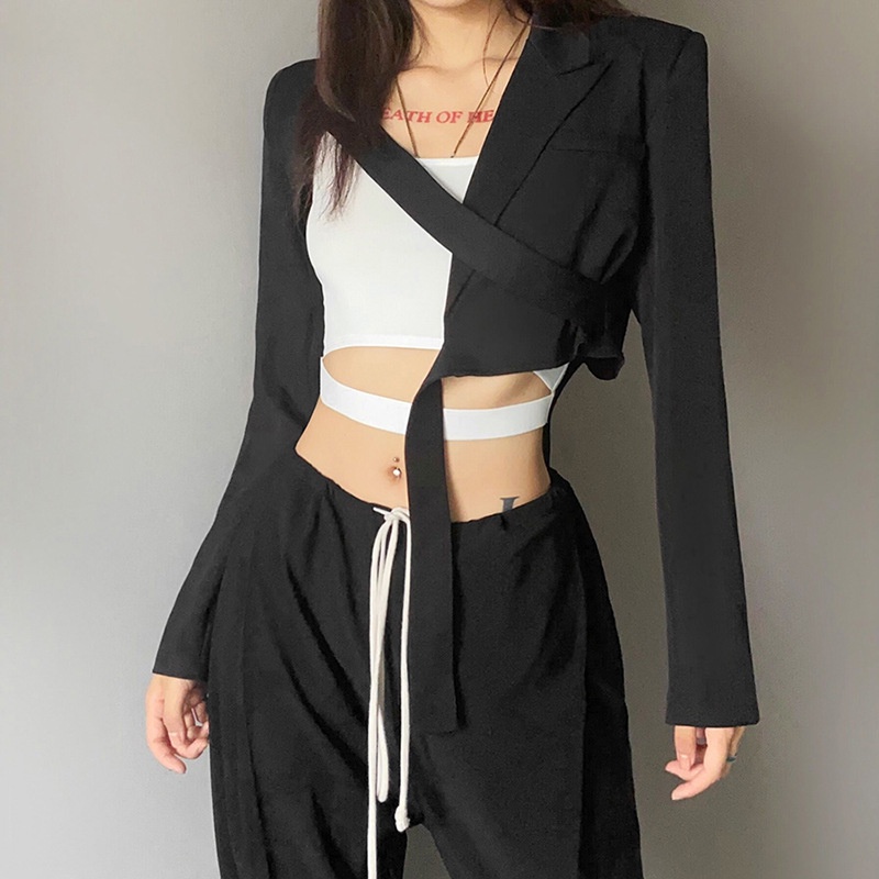 [Augustcloth] Áo khoác tay dài hở 1 bên phong cách Hàn Quốc