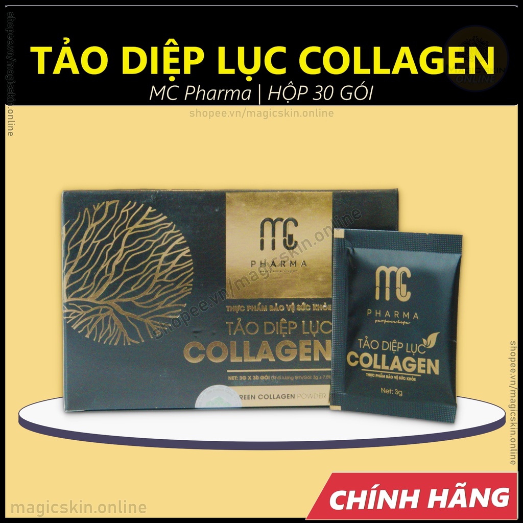 Tảo diệp lục Collagen  Magic Skin Mc Pharma  SÁNG DA NGỪA LÃO HÓA ✔ CHÍNH HÃNG ⏺ Hộp 30 gói