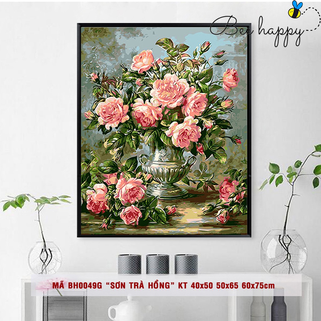 Tranh Sơn Dầu Số Hóa Hoa Hồng BEE HAPPY Tranh Số Hóa Mã Tranh BH0049G