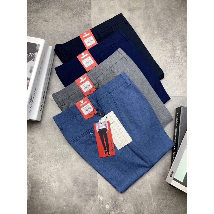 Quần tây nam VINHTHANH Slimfit, Kẻ Chìm, Cao Cấp, QT33