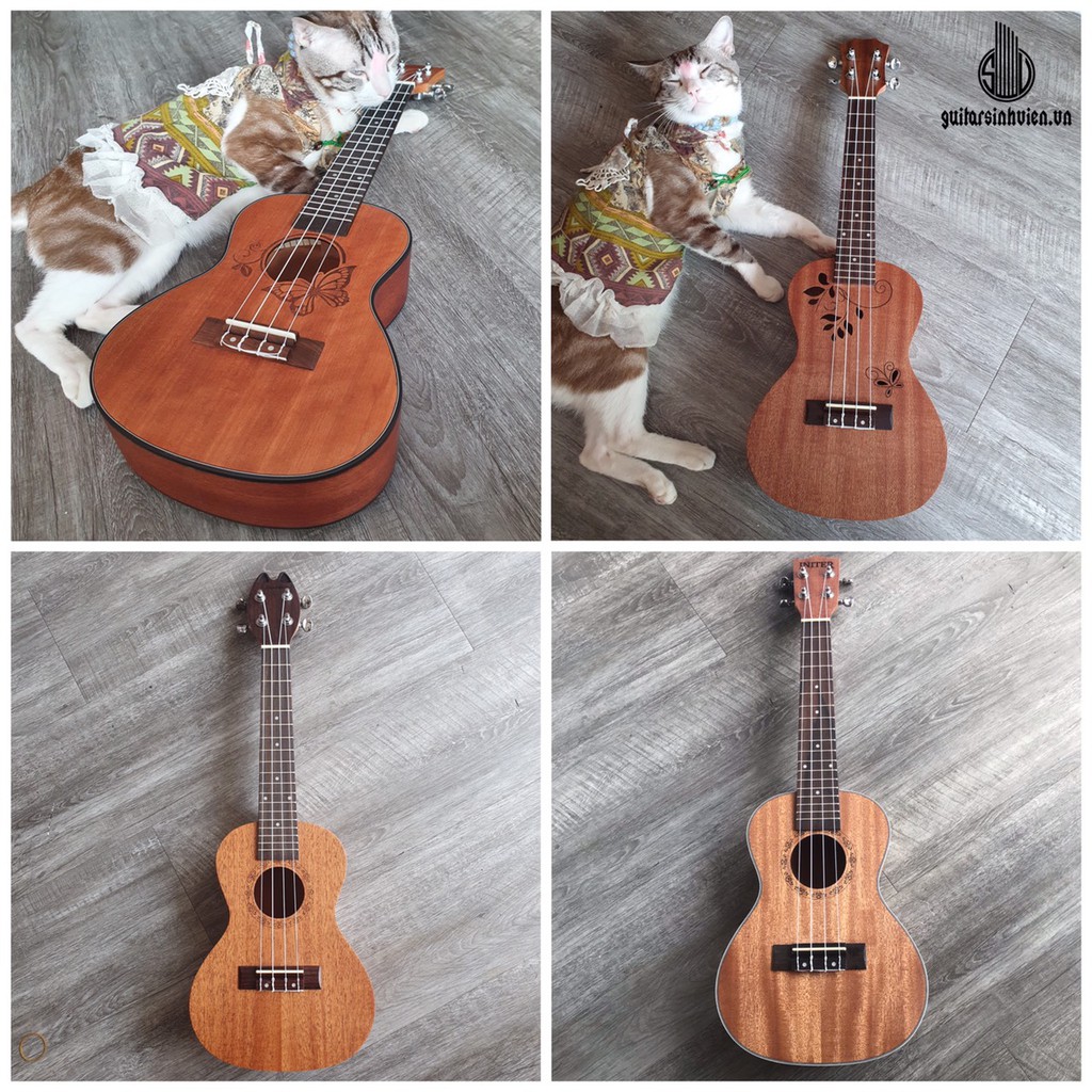 [ Giá hủy diệt] Đàn ukulele concert 62cm - Đàn cao cấp gỗ mahogany 3 lớp - Khóa đúc không rỉ - Tặng phụ kiện