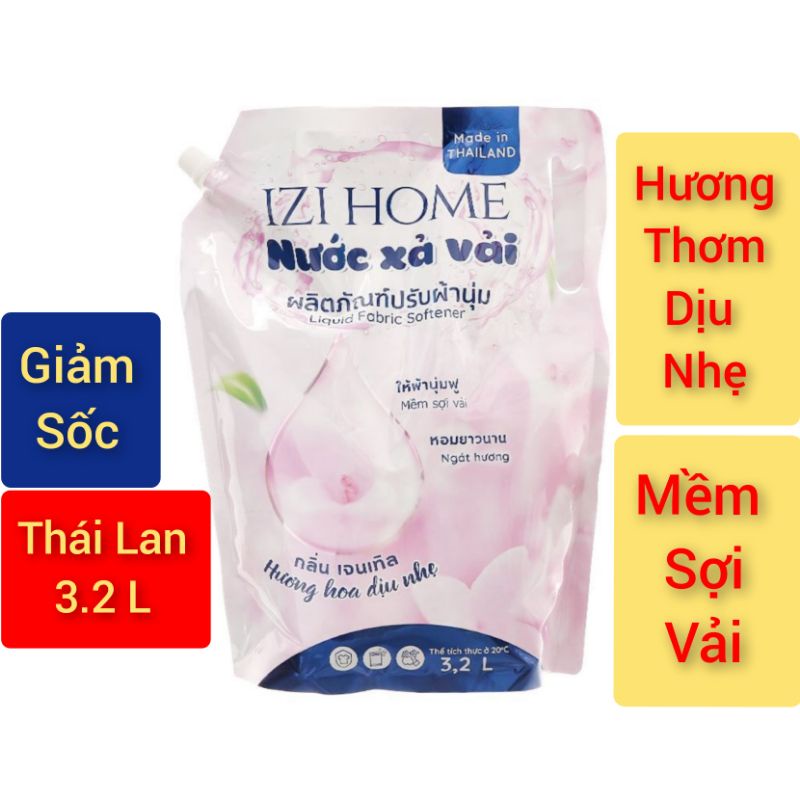 [ Thái Lan ] Nước xả vải IZI HOME hương hoa dịu nhẹ túi 3.2 lít/túi