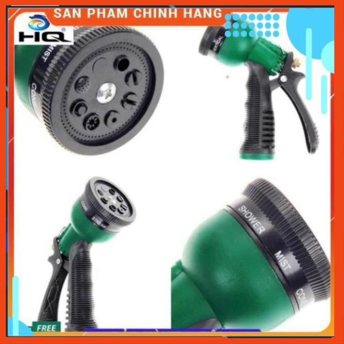 Vòi xịt rửa xe,Vòi phun nước tưới cây tăng áp thông minh 8 chế độ 815621-1 (cút vàng,nối xanh - dây vàng)