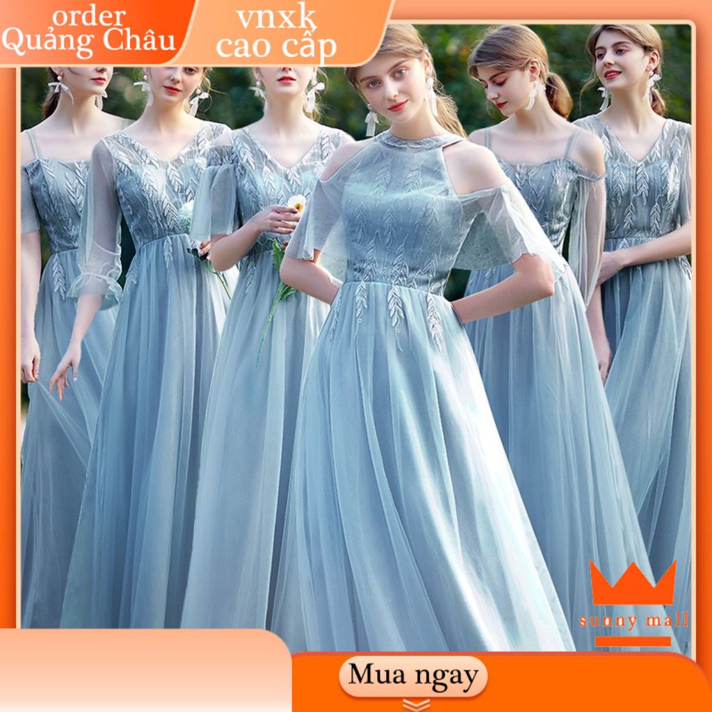 Đầm thiết kế vải lụa voan công chúa bồng bềnh cánh tiên màu xanh bigsize dự tiệc đi biển săn mây giá rẻ đẹp