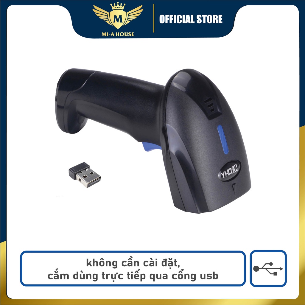 Máy Scan mã vạch không dây YHD 1100DW 2D - Máy tít mã vạch Qrcode không dây kết nối đầu thu USB với Laptop, PC