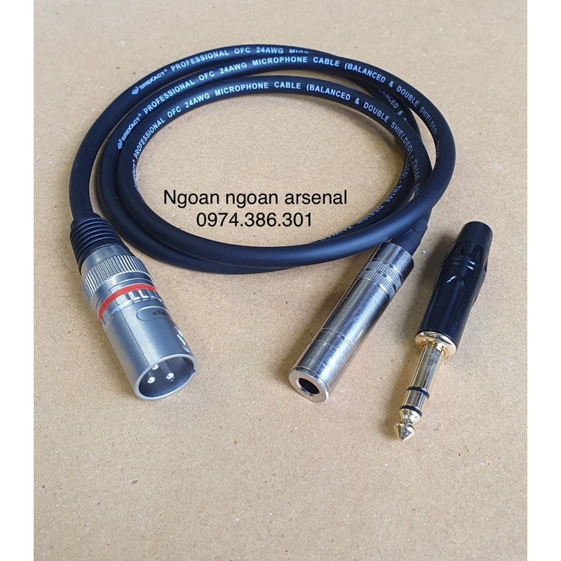 dây tín hiệu chuyển canon xlr đực - cái ra jack 6 ly (6,5 ly) âm chuẩn stereo