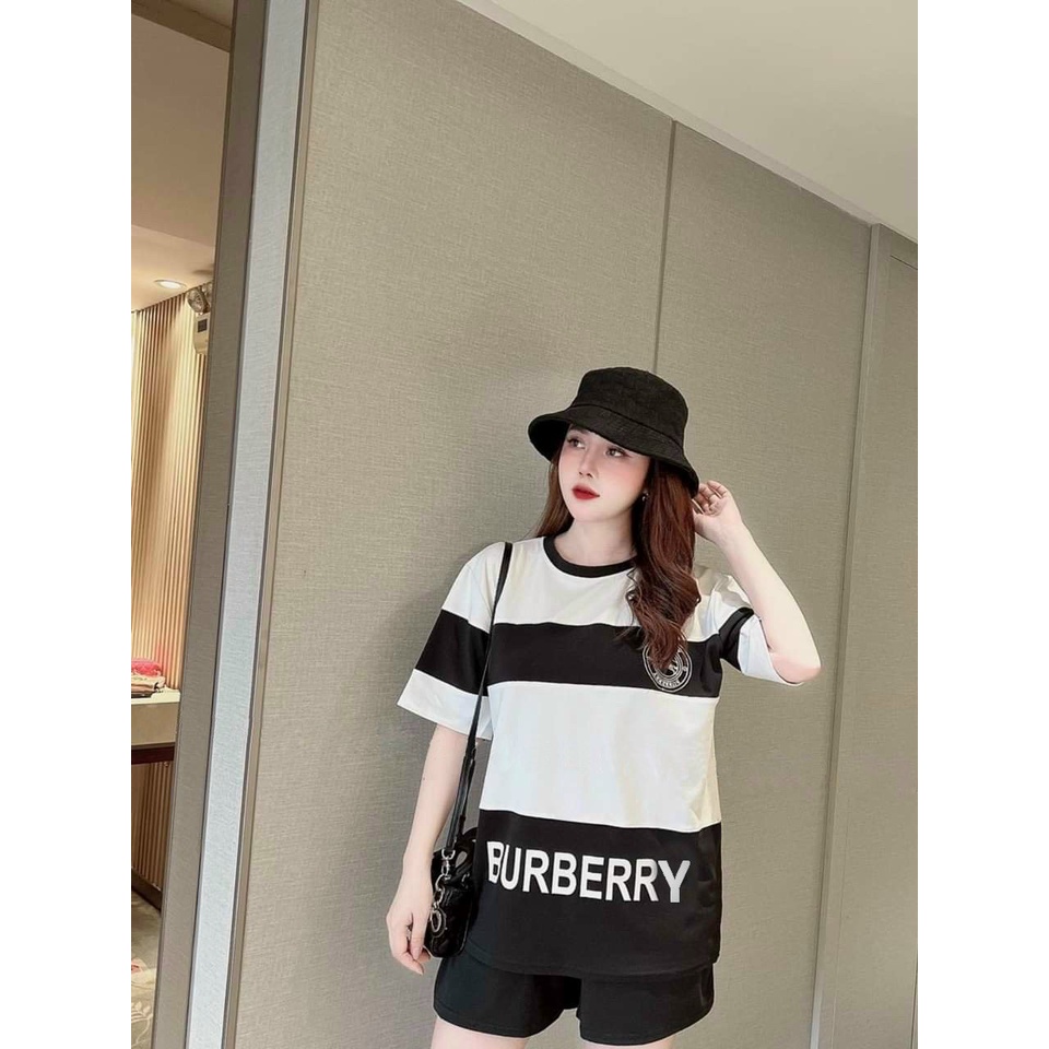 BỘ SHORT COTTON PHỐI SỌC LOGO THÊU t]
