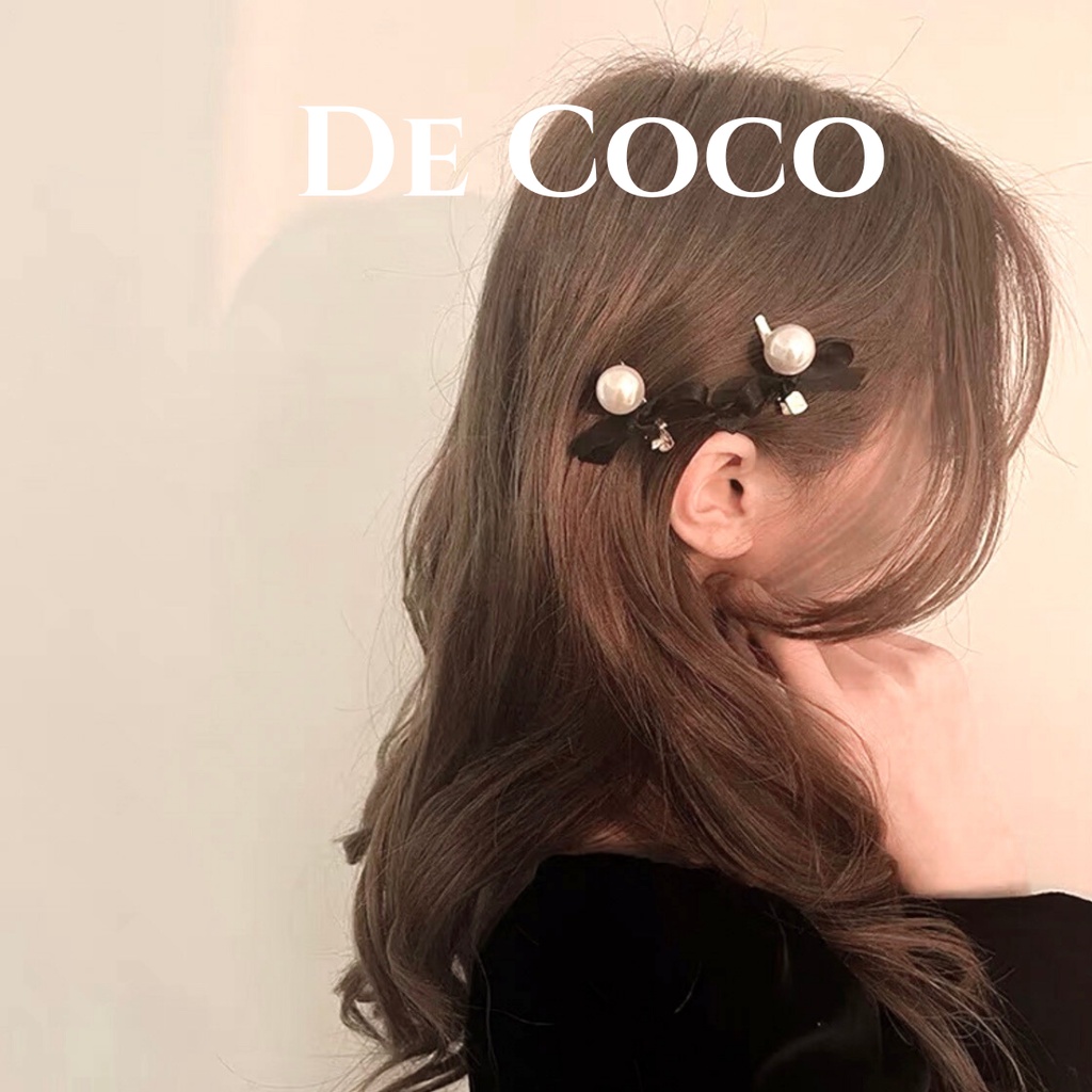 Kẹp tóc vintage đính đá sang chảnh, kẹp tóc mái Hàn Quốc Black Jewelry De Coco