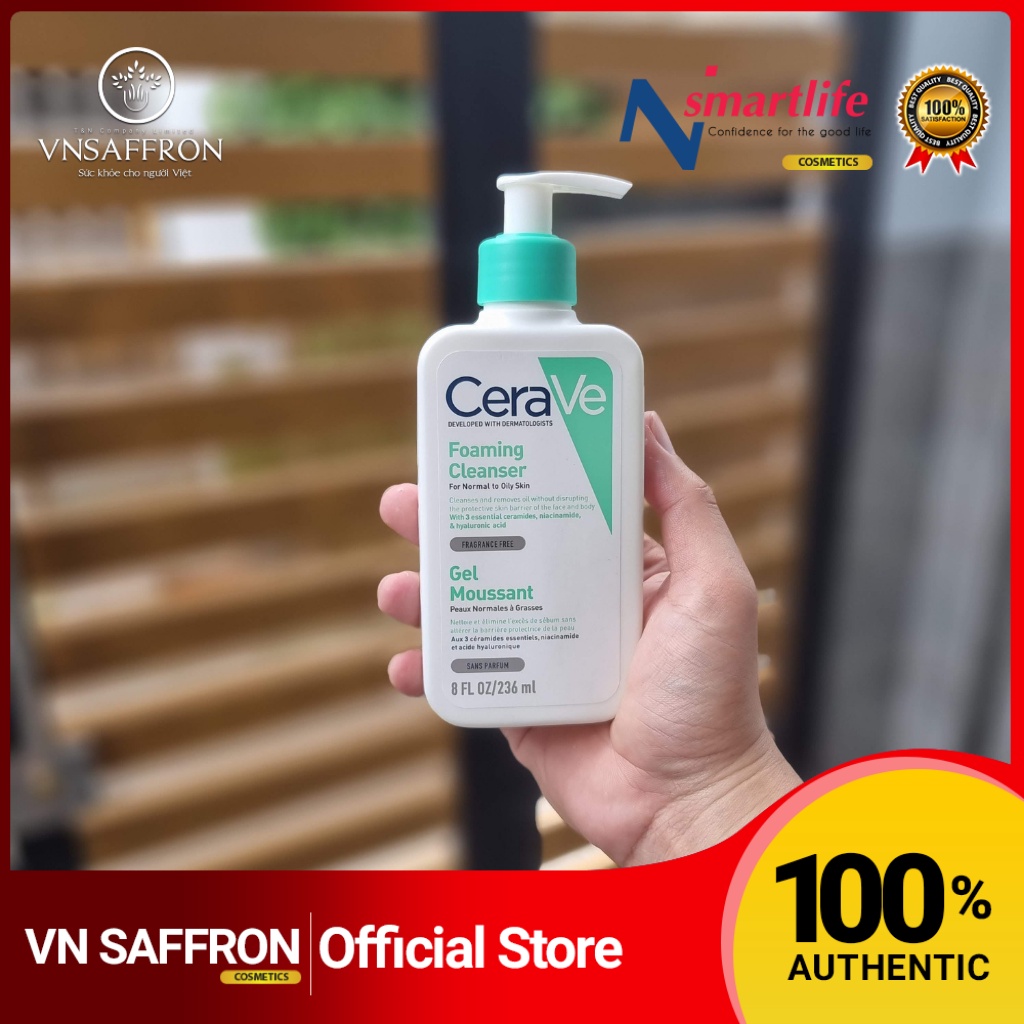 Sữa rửa mặt Cerave Foaming Facial Cleanser bản Mỹ và Pháp Cerave da dầu & Da Khô các size 236ml - 355ml - 473ml | BigBuy360 - bigbuy360.vn