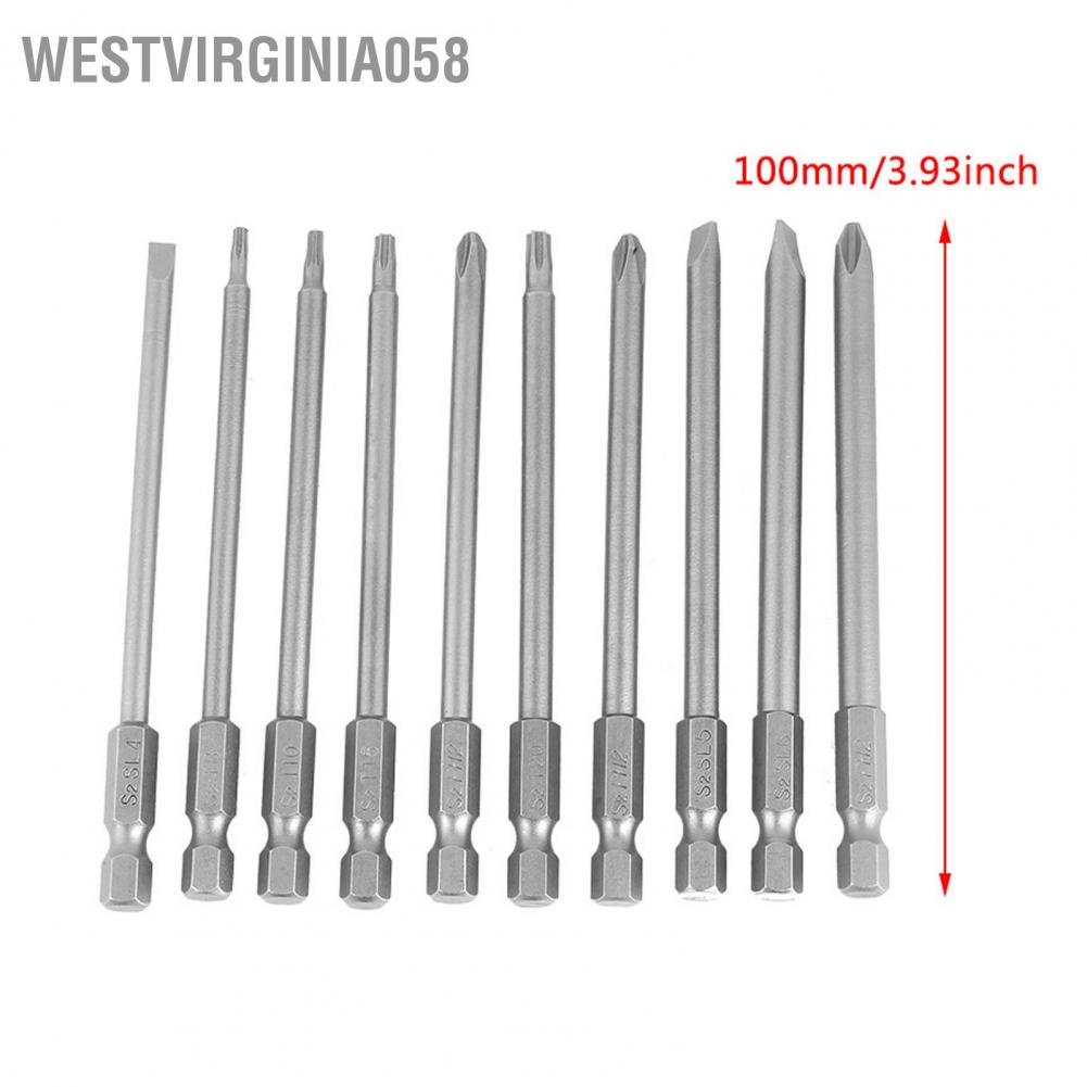 Hàng Hot Bộ sản phẩm Tua vít 10 cái 100mm 1/4 &quot;Hex Shank BST (Slotted + Cross + Security Star) Hàng giao ngayWestvirginia058