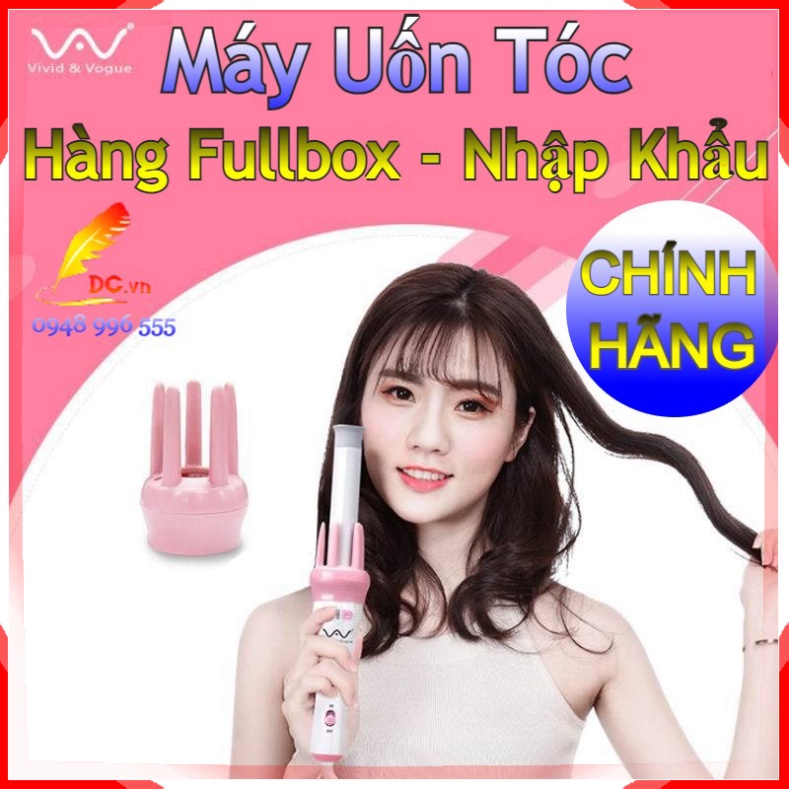 Máy Uốn Tóc Fullbox Chính Hãng Lược Điện Làm Xoăn Xoay Tự Động ViVo 3 Trong 1 Tặng Kèm Kẹp Lược - Chính hãn