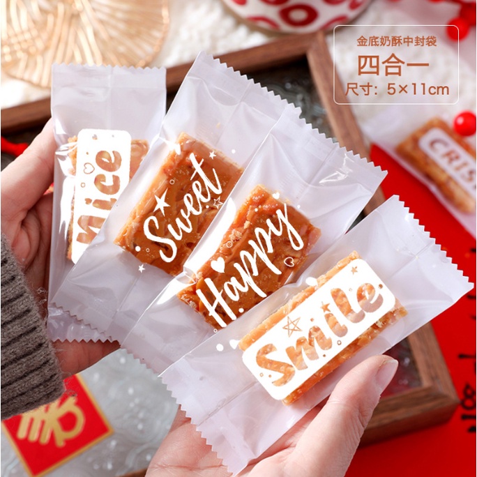 Túi kẹo bánh qui hạnh nhân size 5x11 cm 1 bịch 100 túi