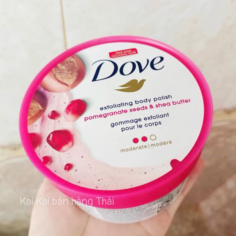 Tẩy Tế Bào Chết Body Dove Hương Lựu Bơ Hạt Mỡ Dưỡng Trắng Cấp Ẩm 298g