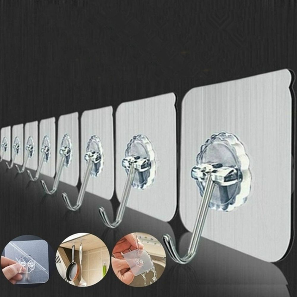 Móc Treo Đồ Dán Tường Trong Suốt Chống Nước Có Thể Tái Sử Dụng Cho Nhà Bếp Nhà Tắm
