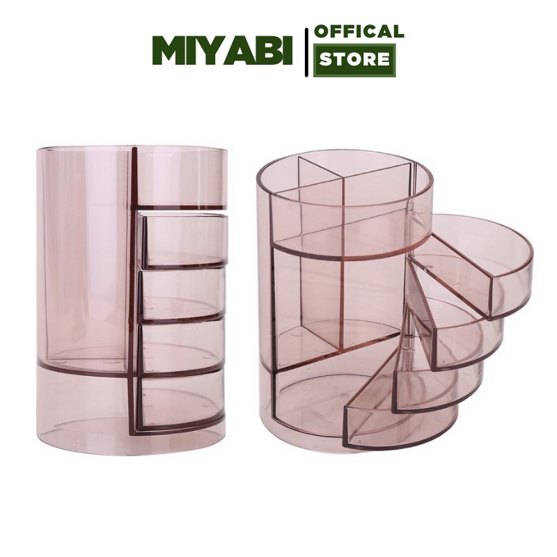 Ống cắm bút 4 ngăn Deli đựng văn phòng phẩm để bàn  - Màu Trong dùng trong văn phòng - 1 chiếc - E906