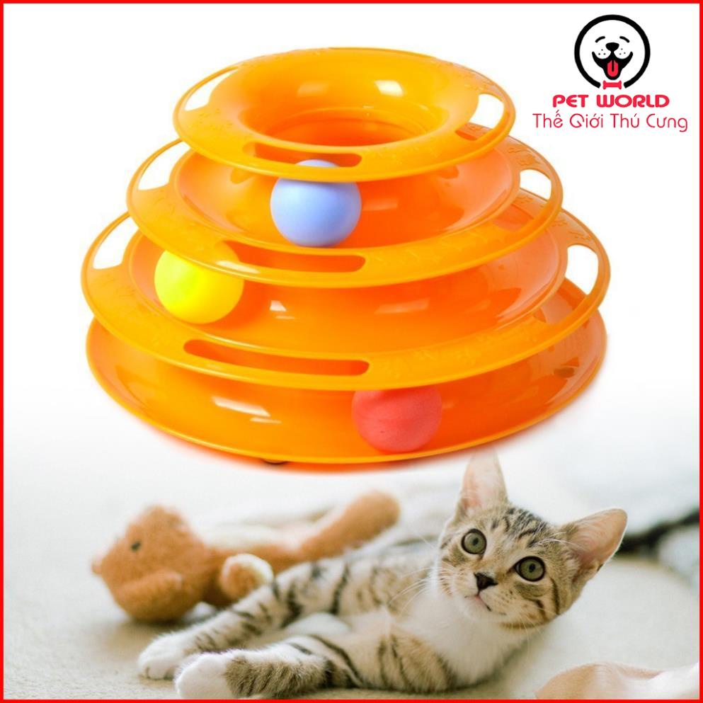 Đồ chơi mèo 3 tầng hình tháp banh cho mèo đùa nghich vui nhộn giảm stress cho mều