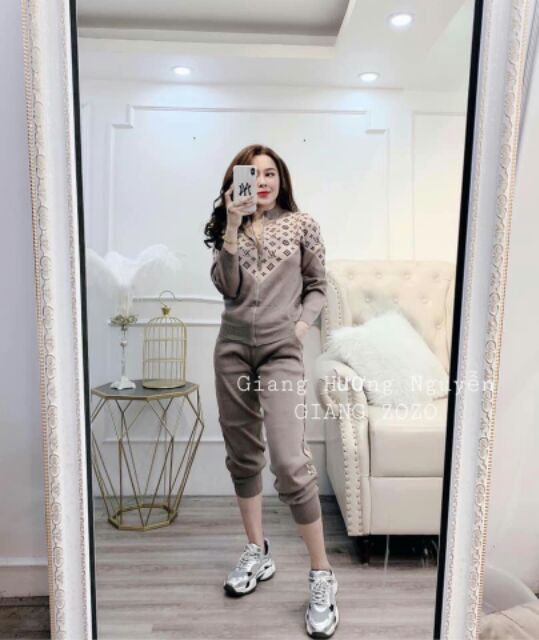 Bộ len khóa họa tiết cao cấp