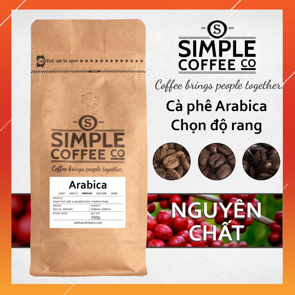 Cà phê Arabica rang vừa / nâu / đậm gói 250gram Simple Coffee | BigBuy360 - bigbuy360.vn