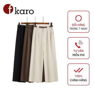 Quần suông ống rộng cạp cao culottes dài 100cm chất liệu kaki mềm tôn dáng Fkaro QS001