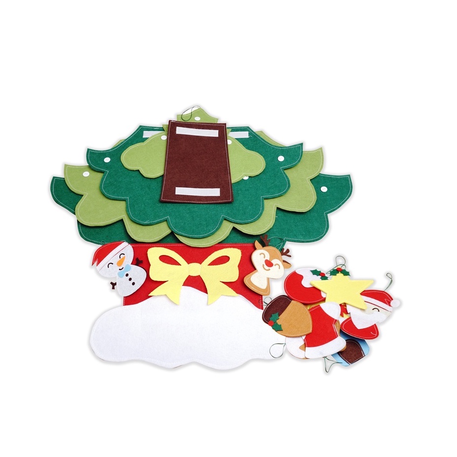 Cây thông Noel 2023 chất liệu vải nỉ cao cấp xuất Âu dán tường cửa kính full họa tiết trang trí xinh kèm đèn giáng sinh