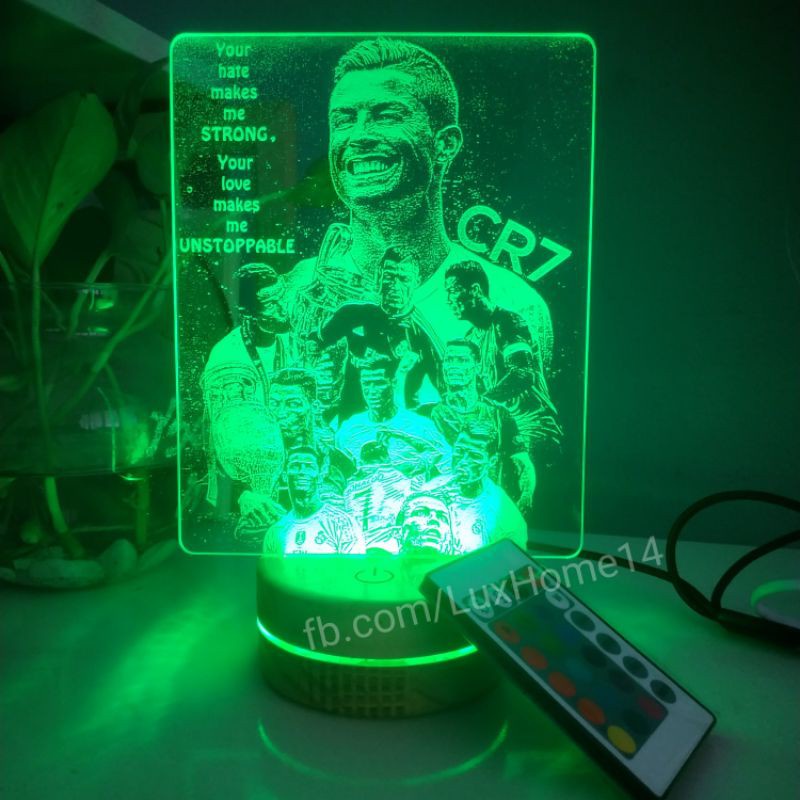 Đèn Led 3D 16 Màu CR7 💖FREESHIP💖 Quà Tặng Cực Hot 💖Đèn Ngủ Trang Trí Để Bàn Đẹp Mắt