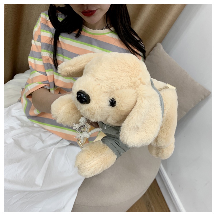 Túi Đeo Chéo Hình Cún Nhồi Bông Dễ Thương Phong Cách Mới Dành Cho Nữ