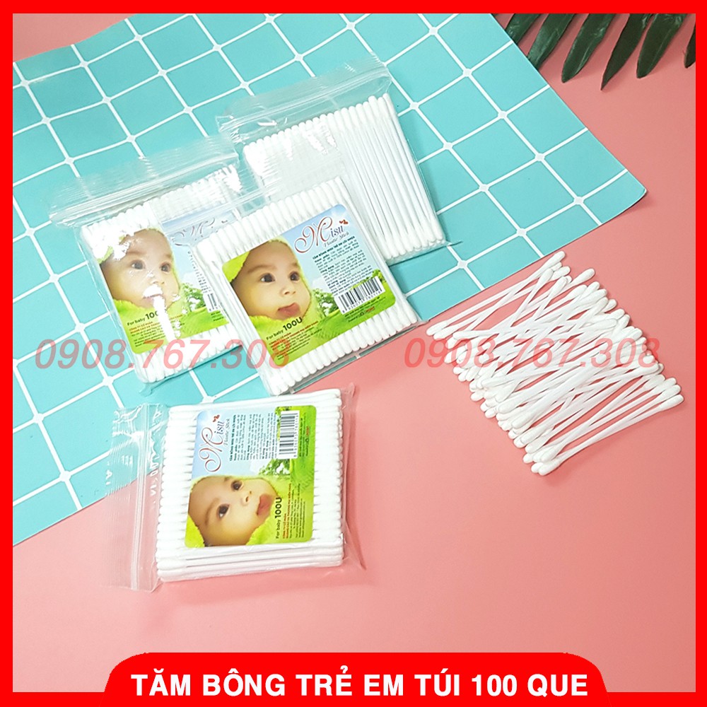 [Bao Bì Mới] Gói 100 Que Tăm Bông Cho Trẻ Em - Bông ngoáy tai Misu (Gói) - 8851072012628