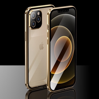 Ốp điện thoại kính cường lực viền kim loại nam châm cho iphone 12 pro max 12