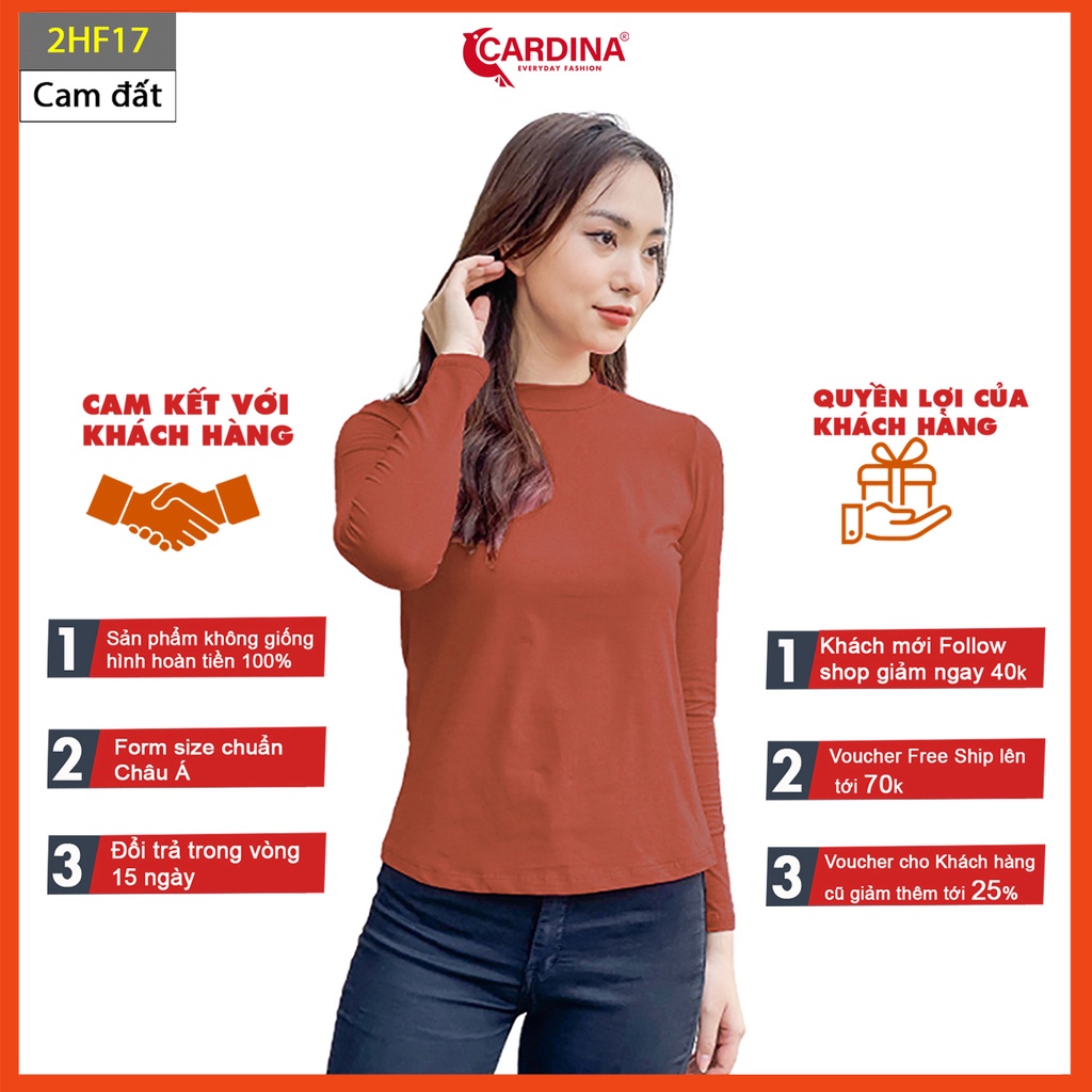 Áo giữ nhiệt nữ CARDINA cổ 3 phân công nghệ HEATTECH nhật bản cao cấp giữ ấm co giãn 4 chiều 2HF