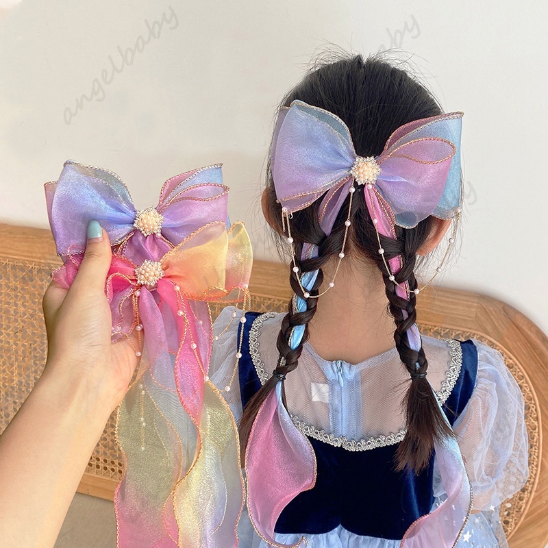 Kẹp Tóc Hình Nơ Bằng Lưới Xinh Xắn Cho Bé Gái
