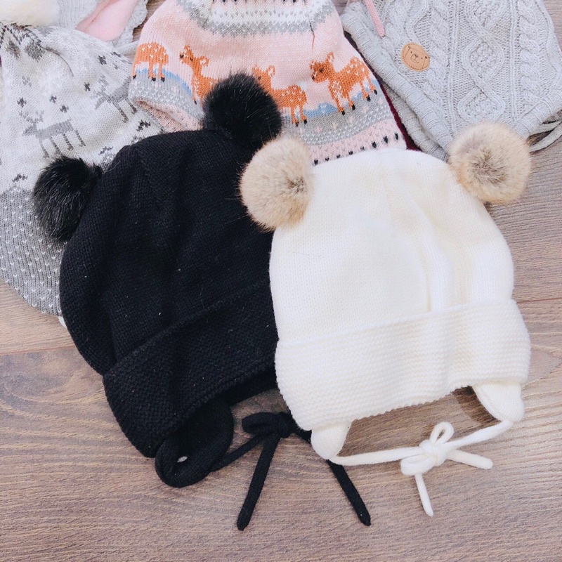 Mũ len lót nỉ Hm xuất cho bé